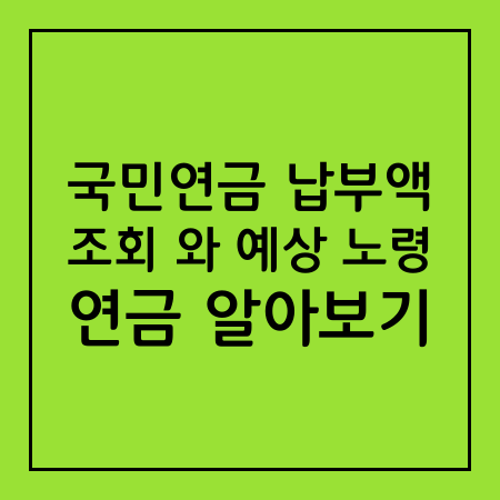 국민연금 납부액 조회와 예상 노령 연금 알아보기