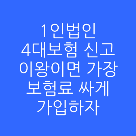 1인법인 4대보험 신고 이왕이면 가장 보험료 싸게 가입하자 